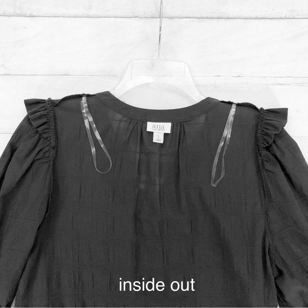 NWOT a.n.a. Puff Sleeve Top • Sz L • Dark Gray - Picture 10 of 11
